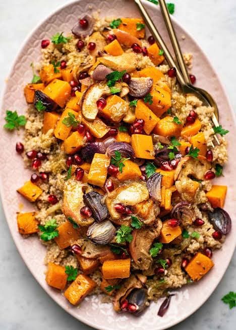 Warm roasted vegetable salad. Source: Anahata Yoga Retreat / Occasionally Eggs.